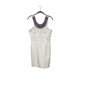 Boston proper women’s white beaded collared body, con dress size medium